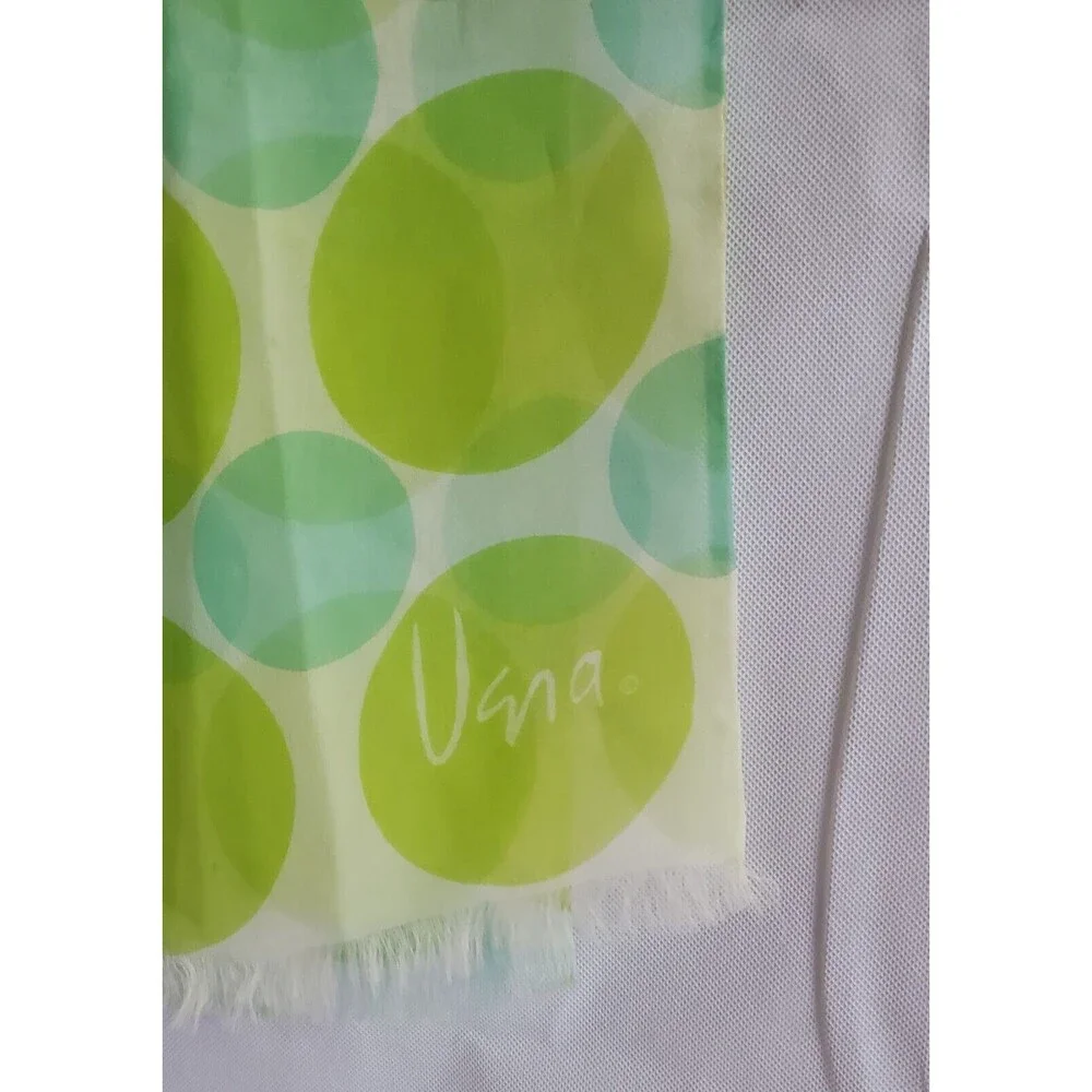 Vintage Vera Neumann Verasheer Mod Polka Dot Long Scarf Silk Blend Summer Green‎
